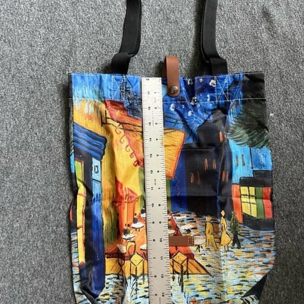 Polyester Oil Painting Van Gogh Tote Bags Reusable Bag Café Terrace at Night new
